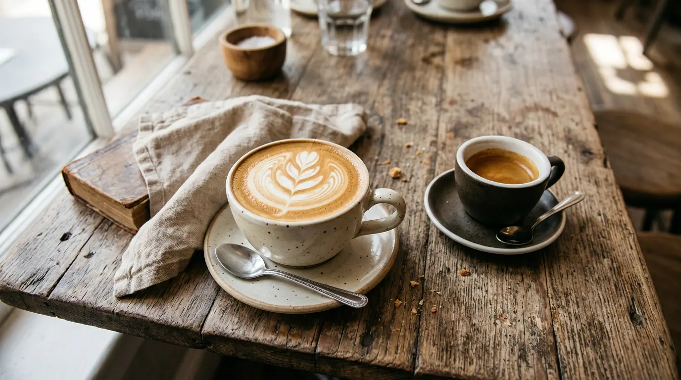 Latte artisanal dans une tasse en céramique