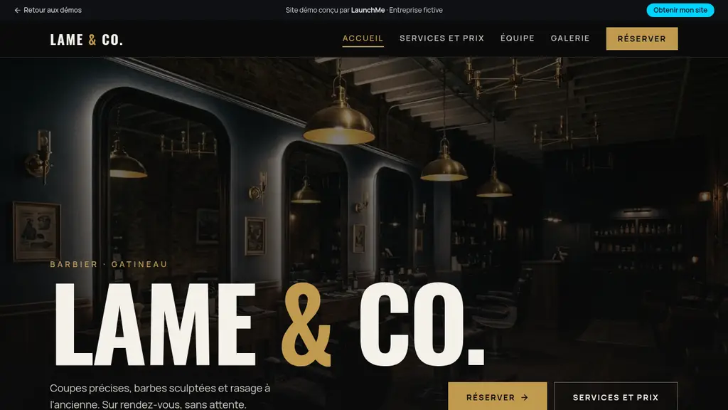Salon Lame & Co. — Aperçu du site démo