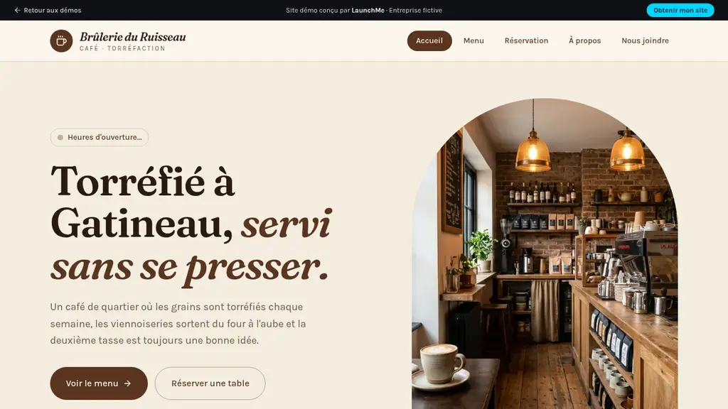 Café Brûlerie du Ruisseau — Aperçu du site démo
