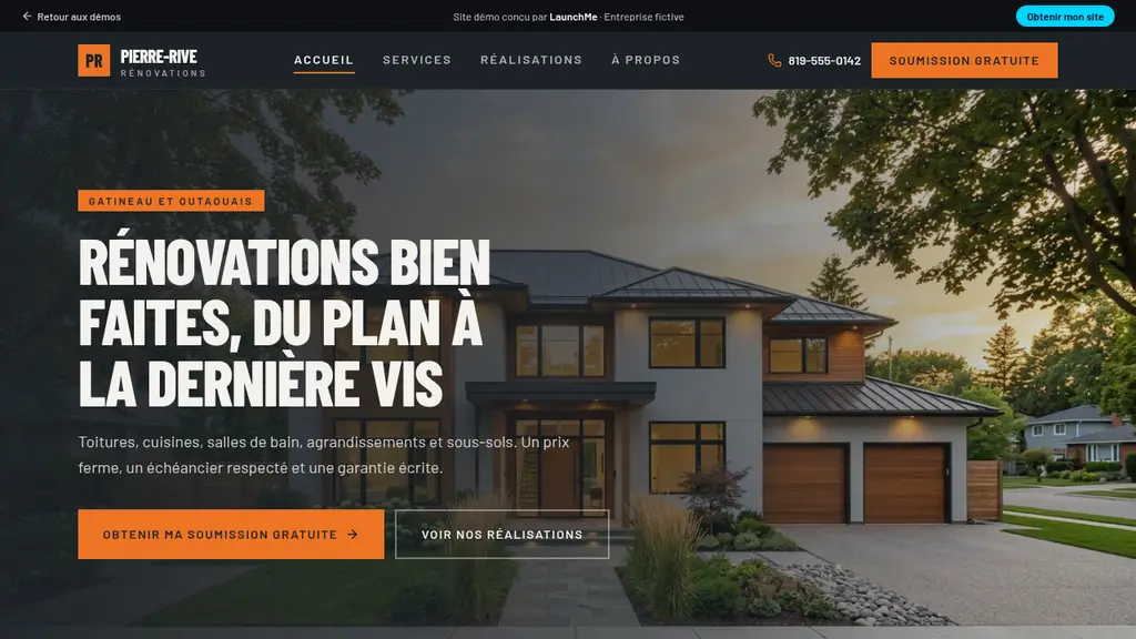 Rénovations Pierre-Rive — Aperçu du site démo